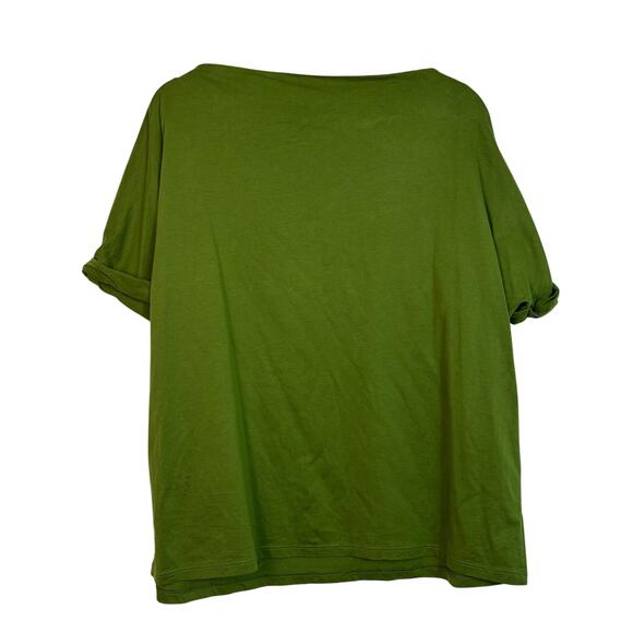 Banana Republic Cotton Roll Cuff T Shirt size XL Boat Neck Forest Green Relaxed - Picture 2 of 9